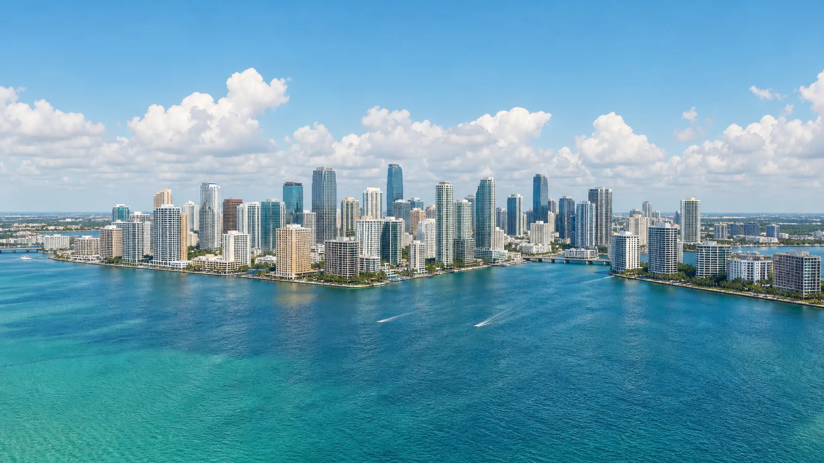 Miami’s waterfront skyline and bay in clear daylight.