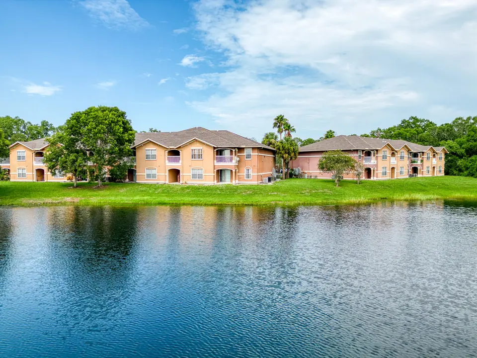 The lakefront apartment community at Sanctuary at Winterlakes in Port St. Lucie, Florida.